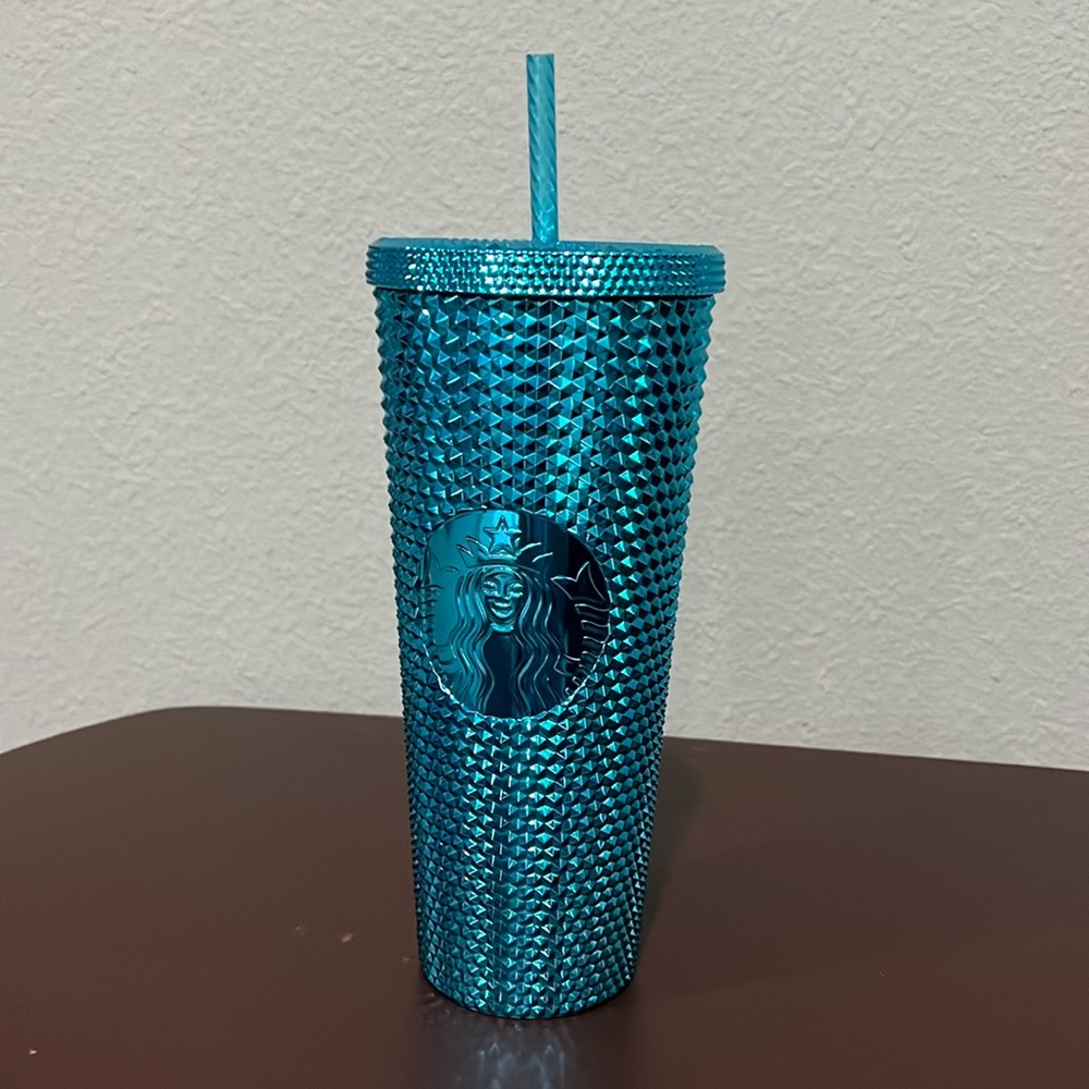 24 oz teal chrome Starbucks tumbler